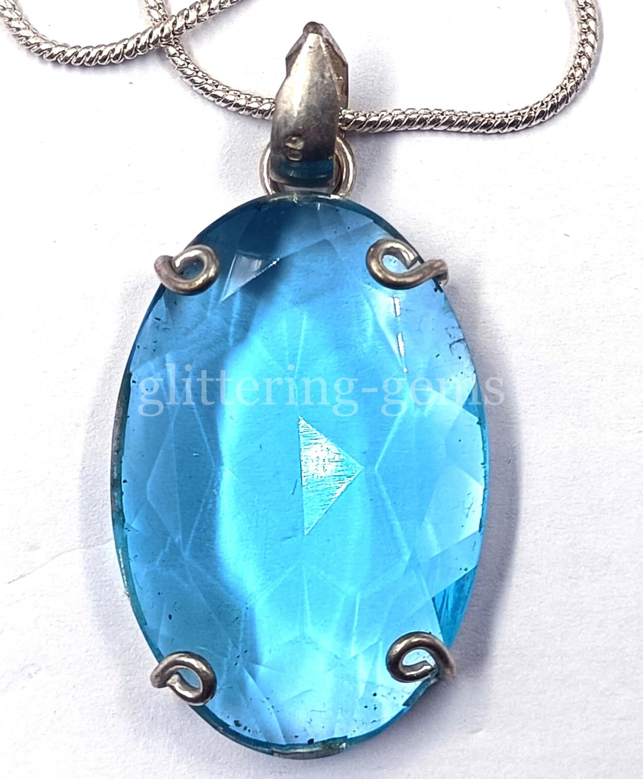 IGL 67.5 Ct Oval Cut Blue Topaz Natural 925 Silver Pendant Gemstone 25A