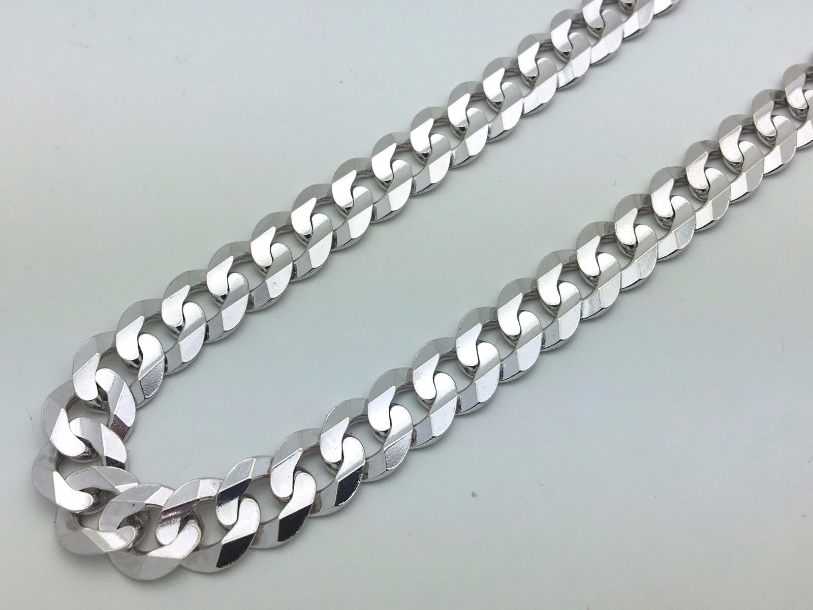 10k White Gold Solid Curb Cuban Link Chain Necklace 20″ 9mm 37.8 grams