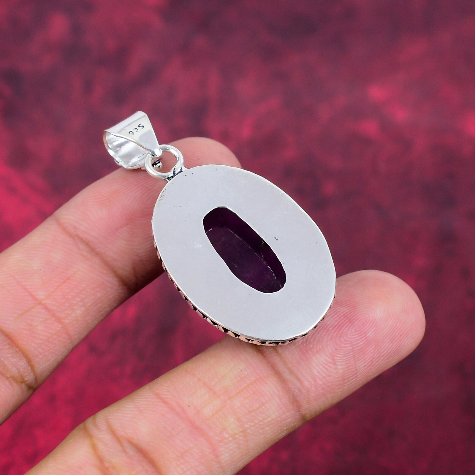 Beautiful Amethyst Gemstone Handmade 925 Sterling Silver Pendant Jewelry