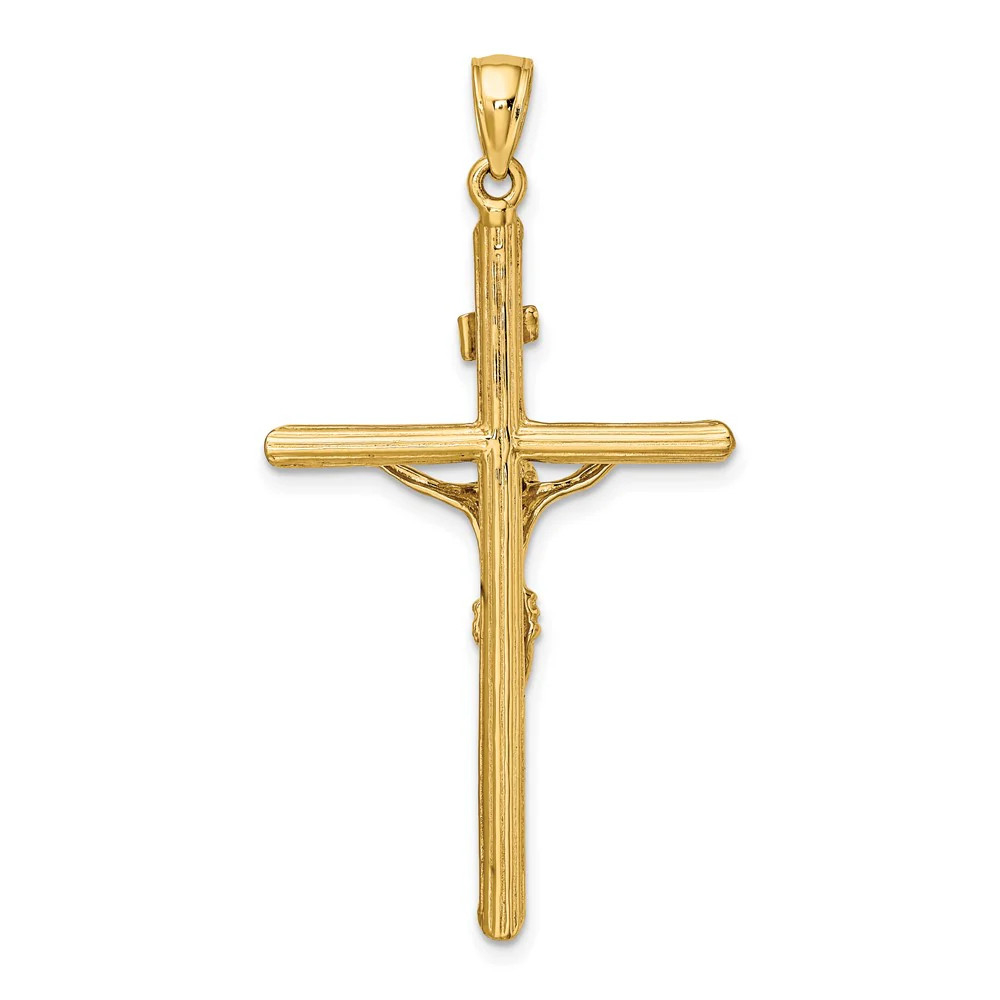 10K / 14K Yellow Gold Textured Crucifix Charm