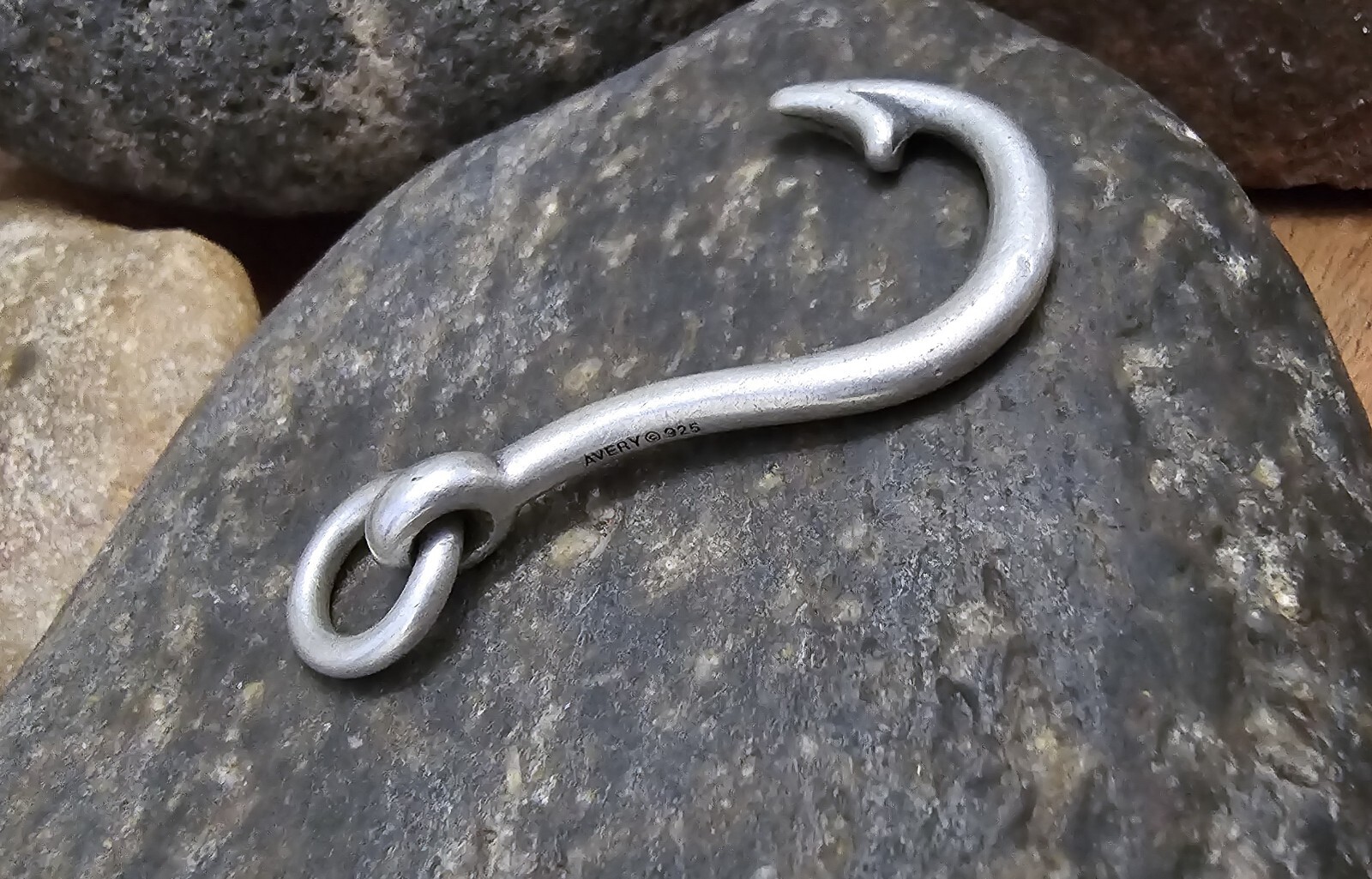 Retired James Avery Fish Hook Pendant Sterling Silver Unisex