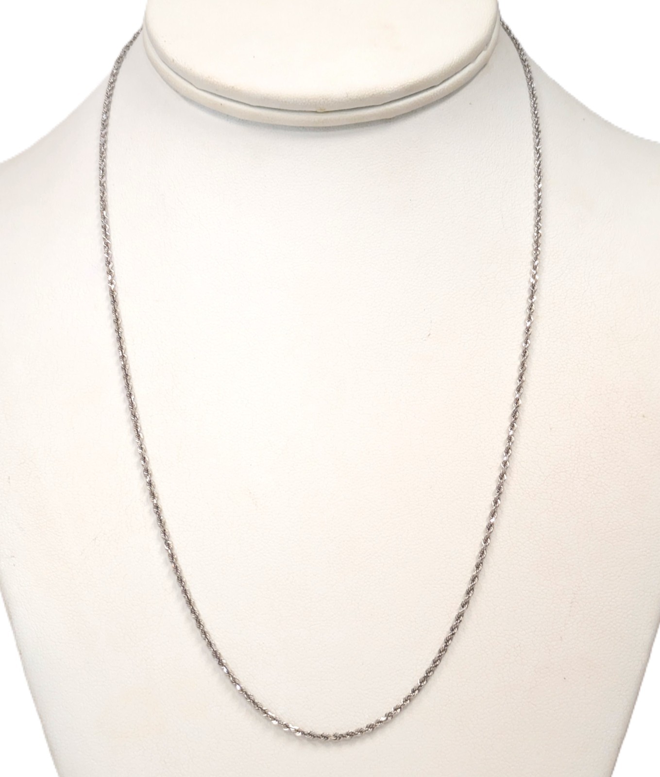 14K Solid White Gold Chain, 19-1/2” Long