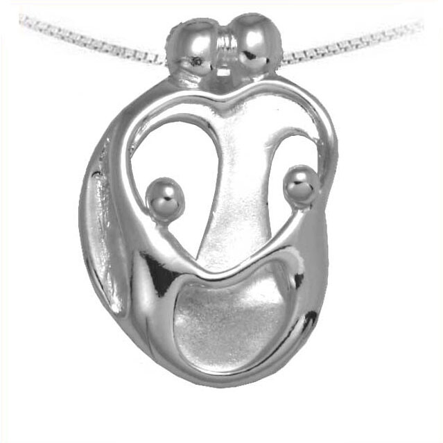 Loving Family Necklace Small 2 Parents and 2 Children Silver Mother’s jewelry