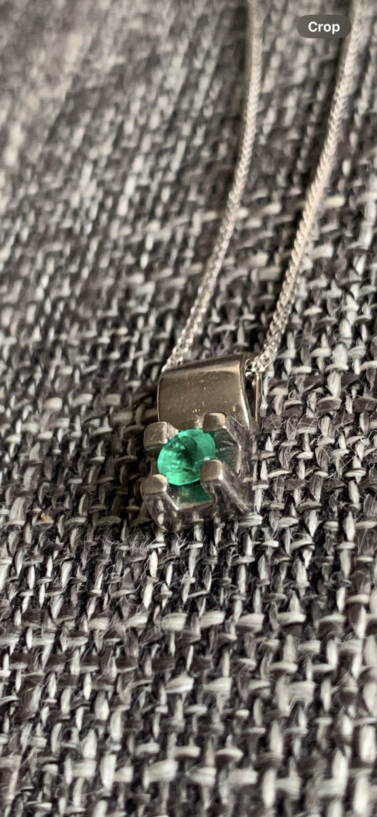 18K Solid White Gold Colombian Emerald Pendant