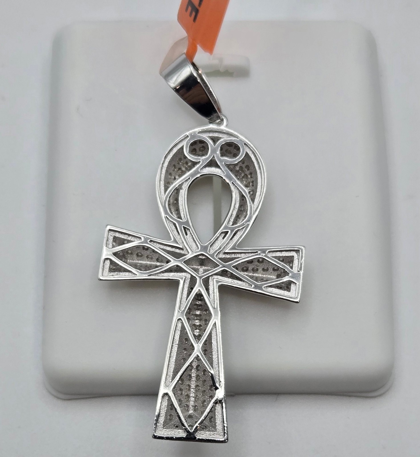 Solid 925 Sterling Silver MOISSANITE Ankh Cross Pendant 2.0ctw, NEW USA