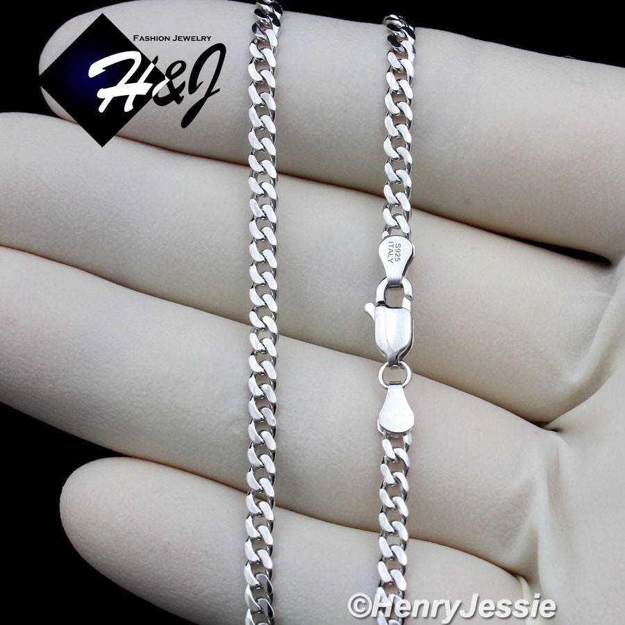 18″20″22“24″MEN 925 STERLING SILVER 3MM MIAMI CUBAN CURB LINK CHAIN NECKLACE*N25