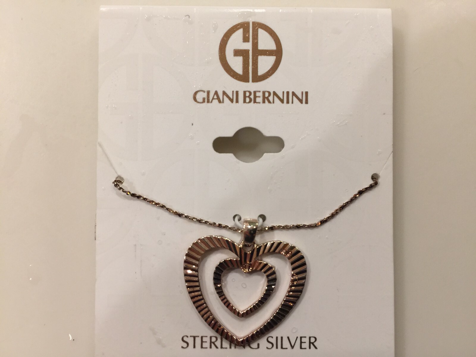 Giani Bernini Double Heart Pendant Necklace in Sterling Silver R281 NEW $110