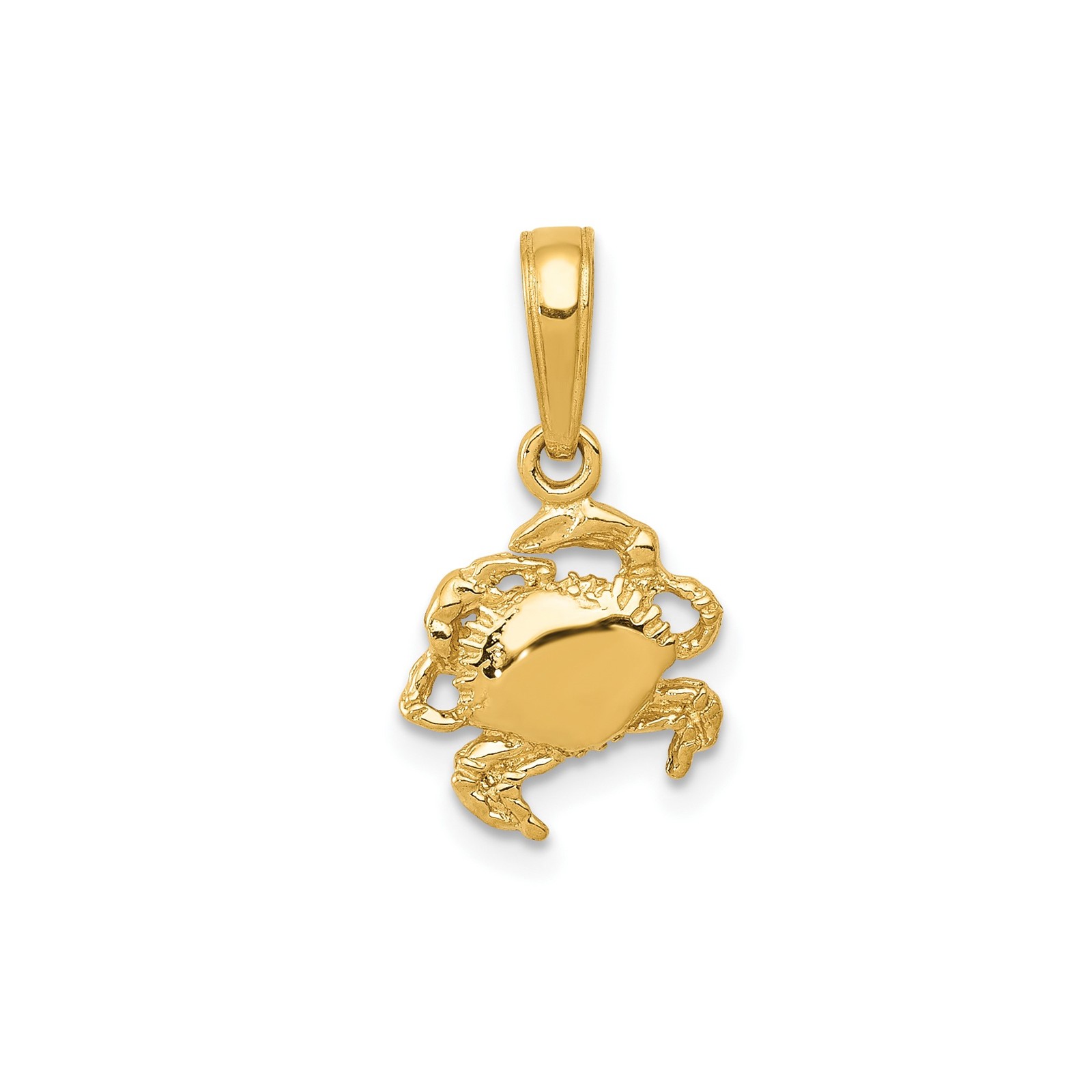 10k Yellow Gold Crab Pendant Cancer Zodiac Necklace Ocean Astrology Jewelry