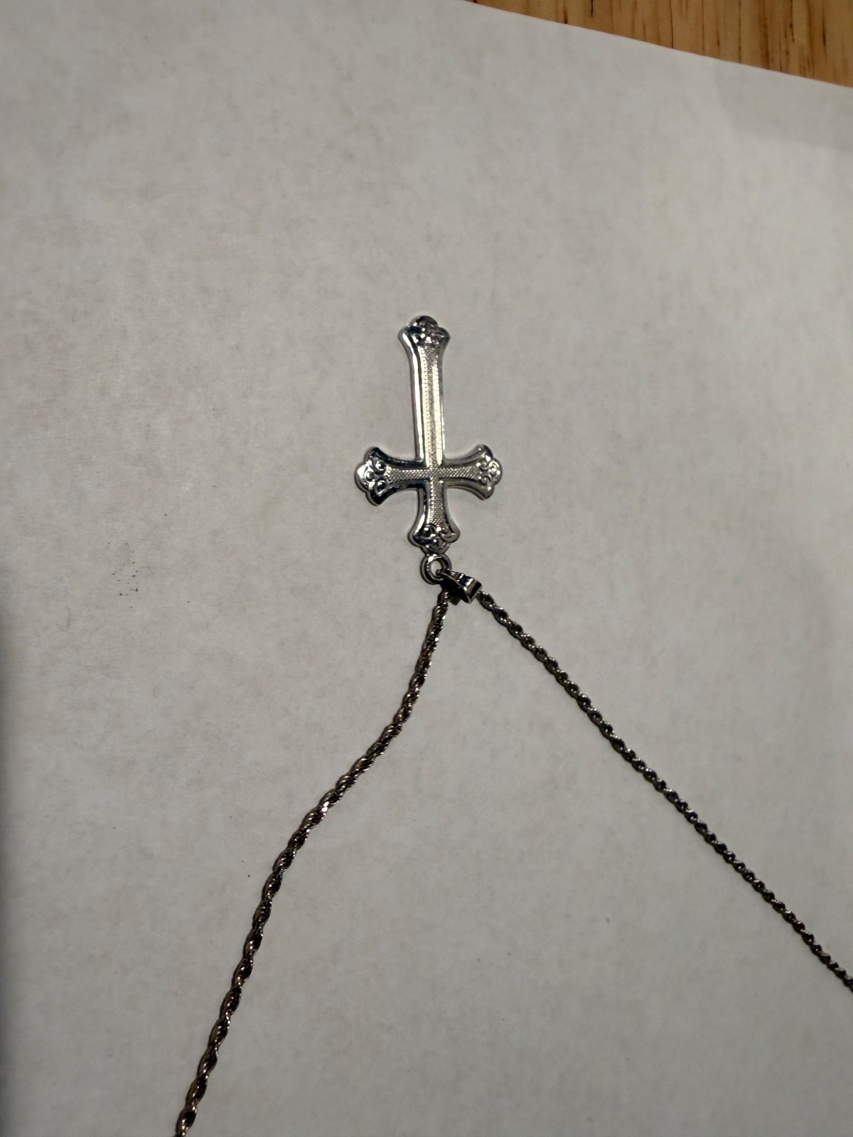 mens 14k white gold cross pendant necklace