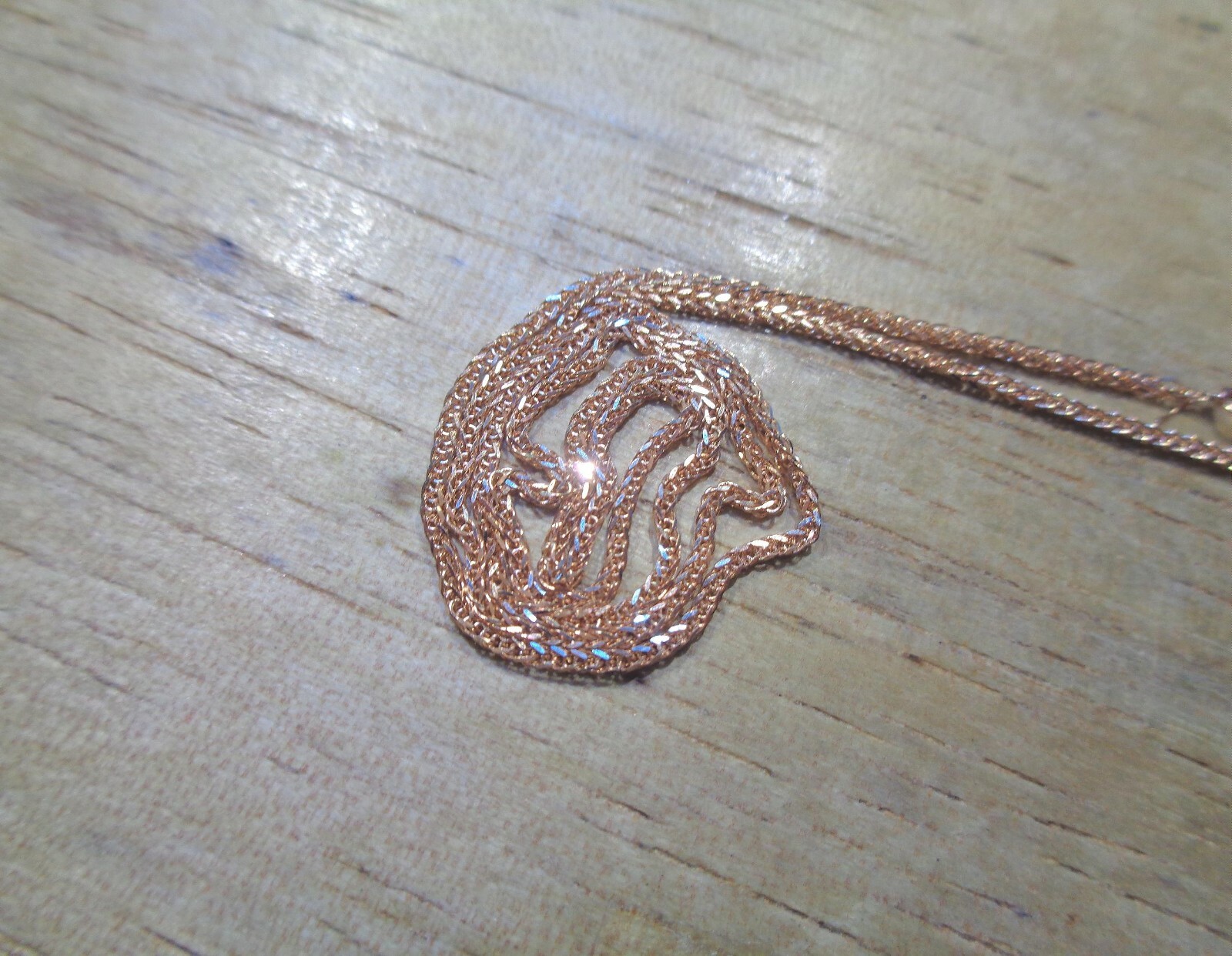 1.0MM SOLID 14K ROSE GOLD DIAMOND-CUT SPIGA SQUARE WHEAT CHAIN NECKLACE 16″-24″