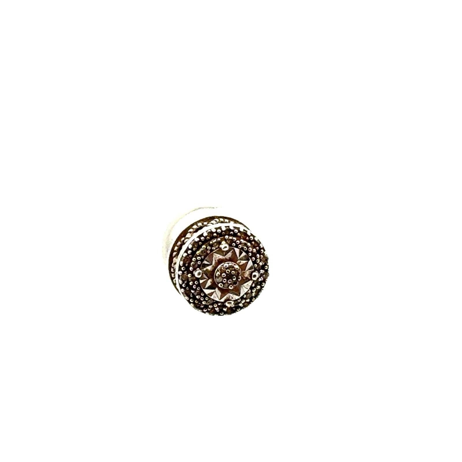 18” 925 Sterling Silver Diamond Accent + Cut Charm Pendant + Earrings, 4.9g