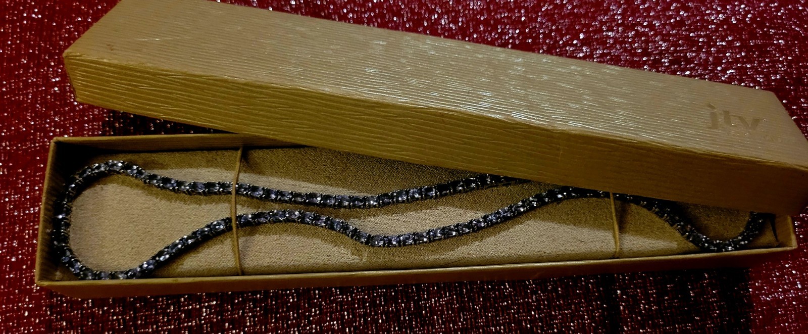 JTV Blue Tanzanite Tennis Chain Necklace Sterling silver W/ Original Box 18in