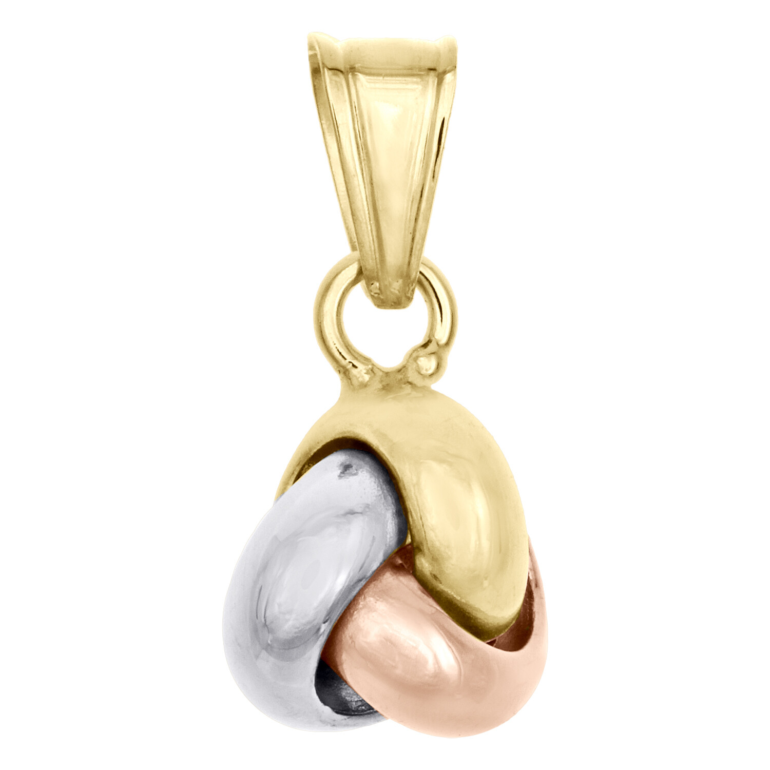 14K Tri-Color Gold Fancy Italian Love Knot Textured Pendant Women’s Charm 0.75″
