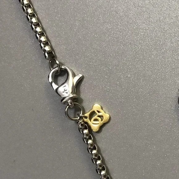 David Yurman Sterling Silver + 14k Gold Cross Pendant, DY 18-20” Necklace