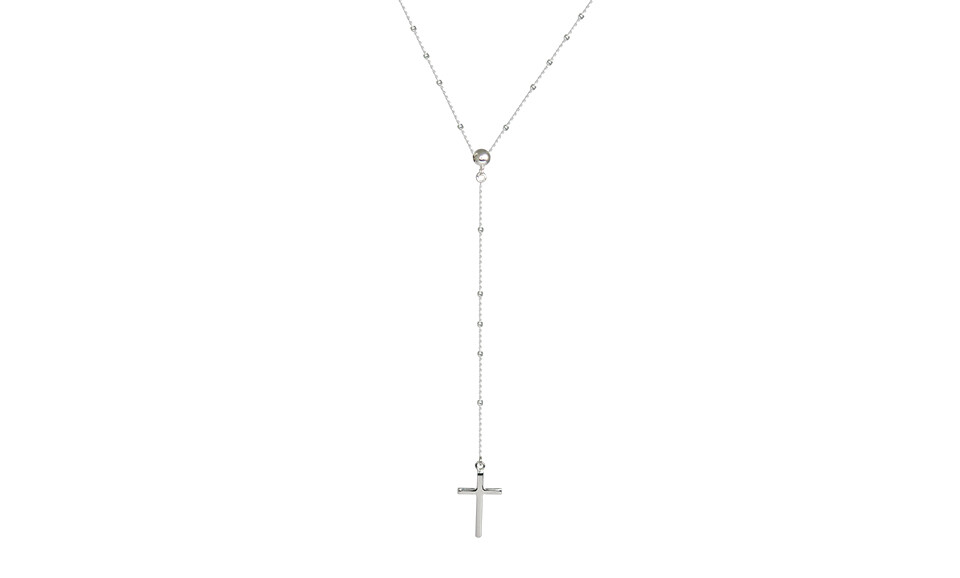 925 Sterling Silver Rosary Beaded Cross Necklace for Women, Girls – 3 colors