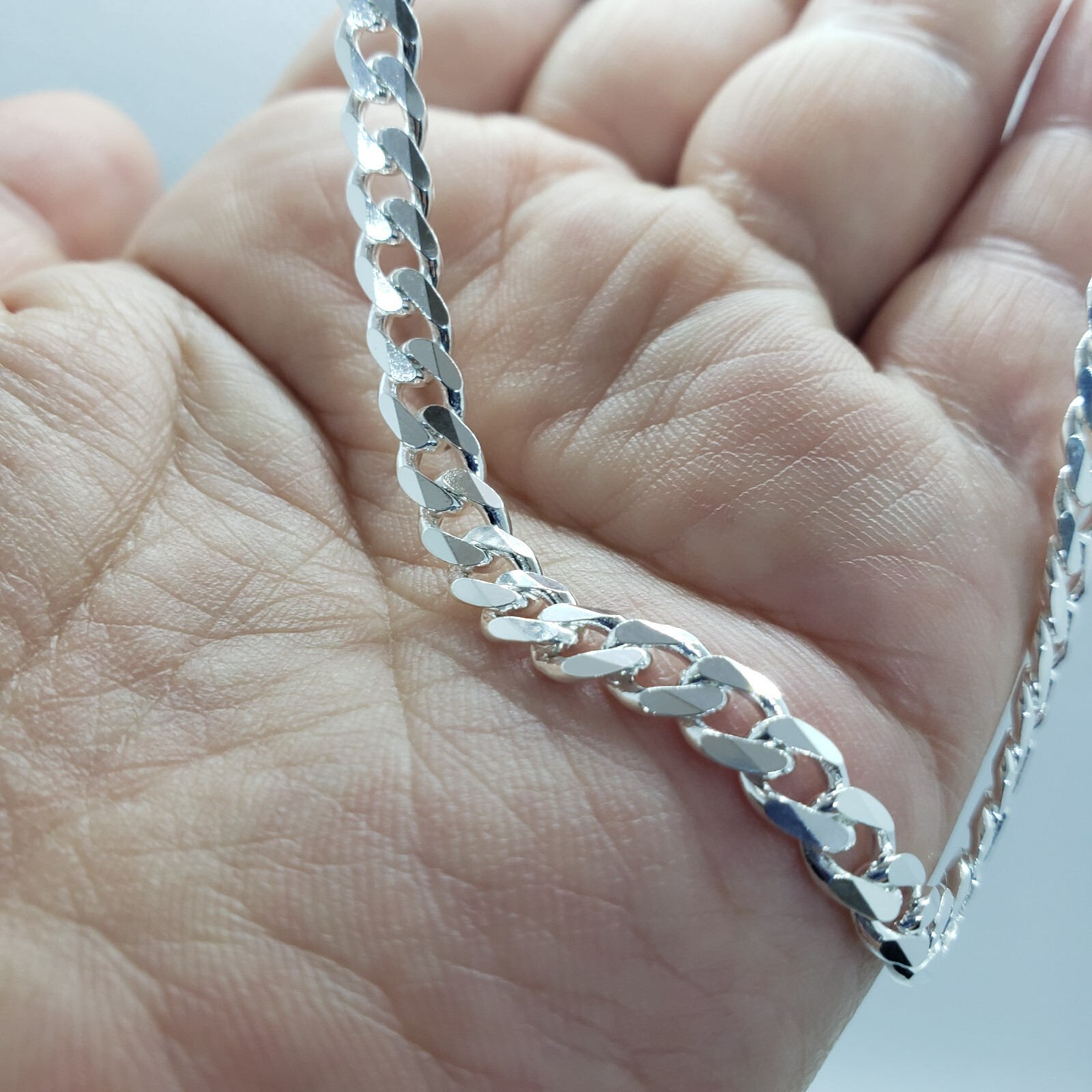 925 Sterling Silver 6mm Cuban Curb Link Chain Necklace Men Women Size 16″~40″