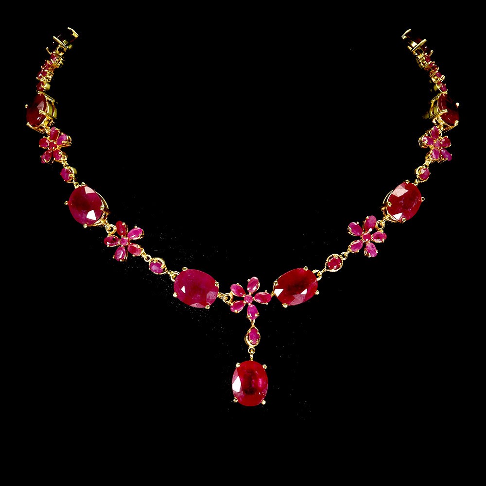 925 Sterling Silver Necklace Oval Ruby 13x10mm Natural Gemstone Jewelry 17inches
