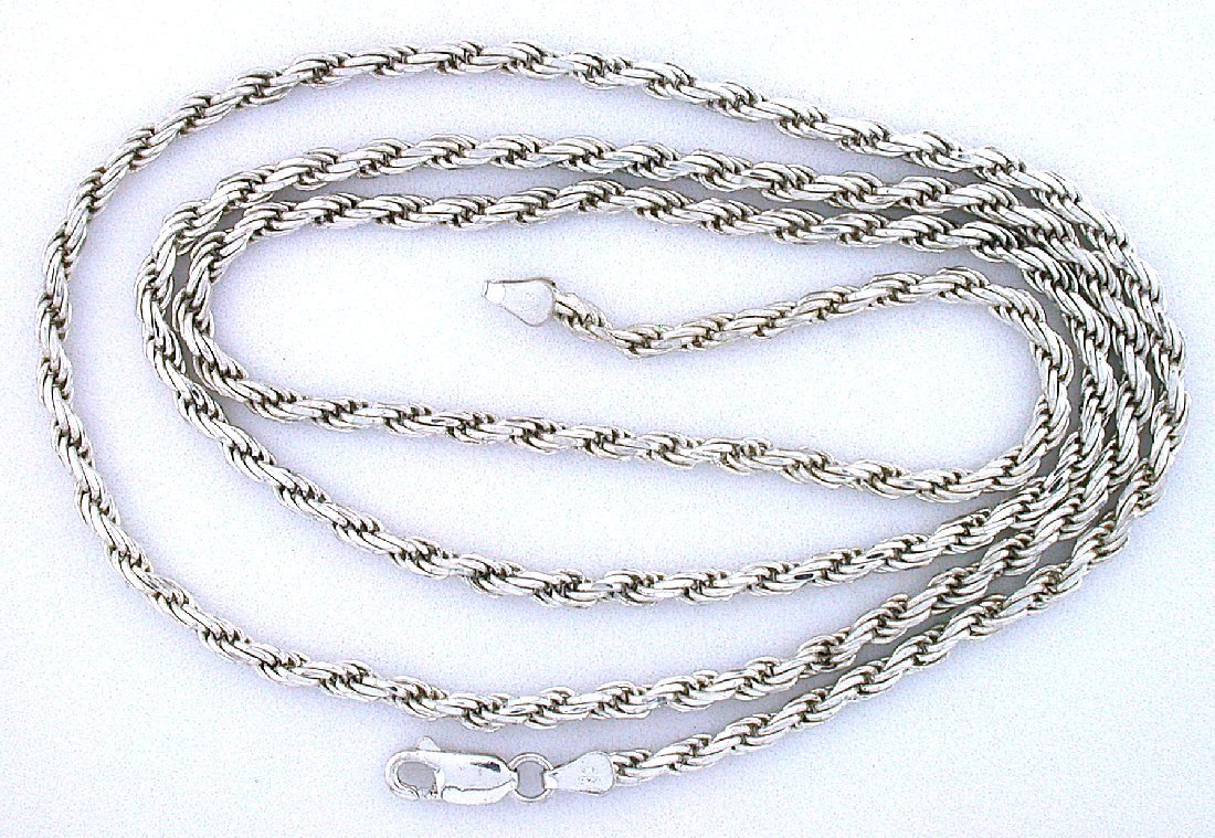 29 1/2 Inch 3mm Pure .925 Solid Sterling Italian Rope Chain Necklace SC10/101925