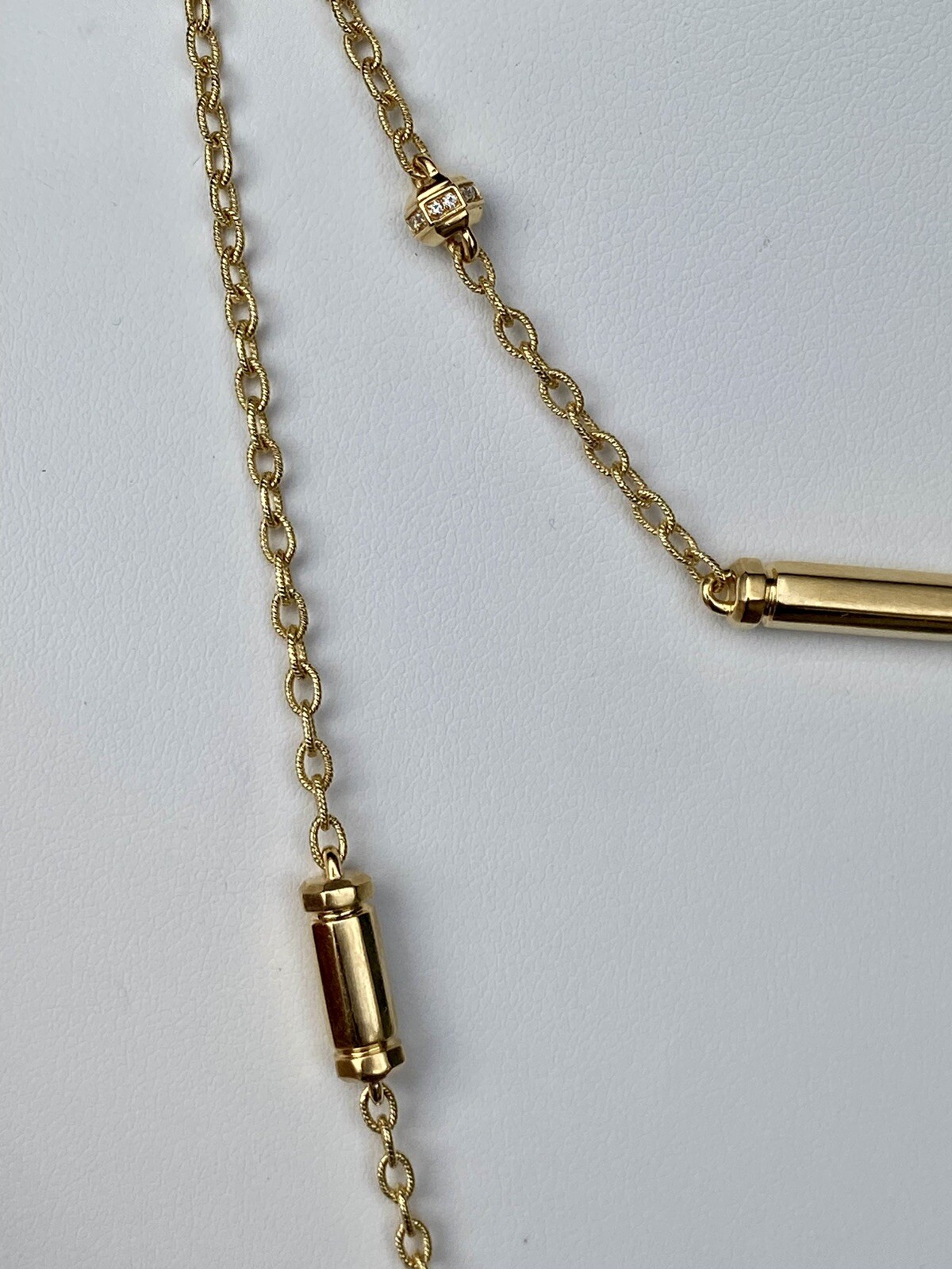 David Yurman 18k Gold Diamond Barrels Lexington Necklace 36” 31g Brand New NWT
