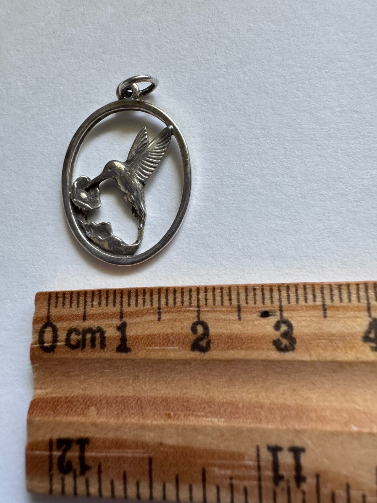 James Avery Retired Sterling Oval Hummingbird Pendant