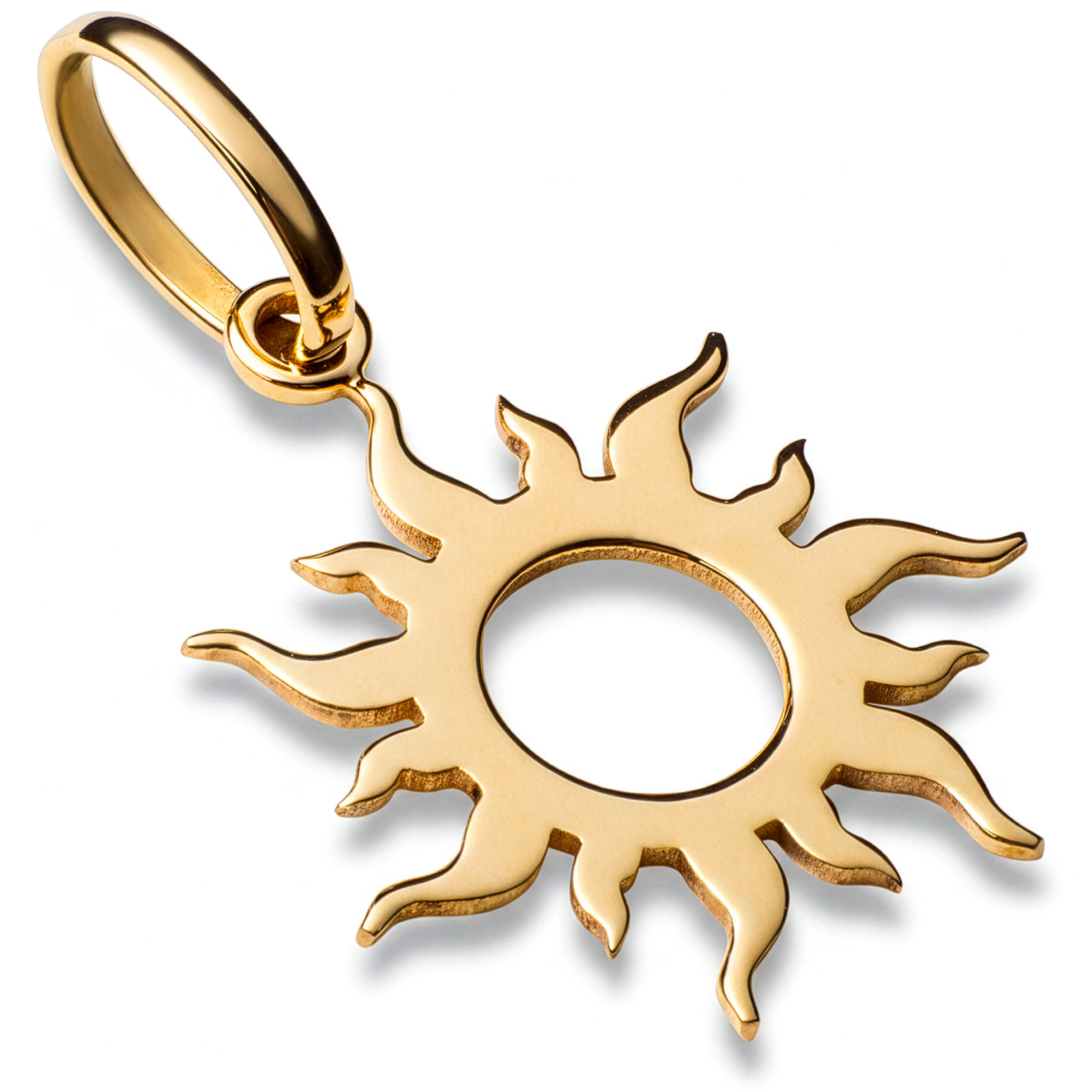 10k Pure Solid Yellow Gold Flaming Sun Laser Cut Delicate Nice Charm Pendant