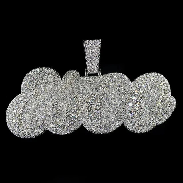 3.4 Ct Round Cut Real Moissanite Custom Any Letter Pendant 14K White Gold Plated