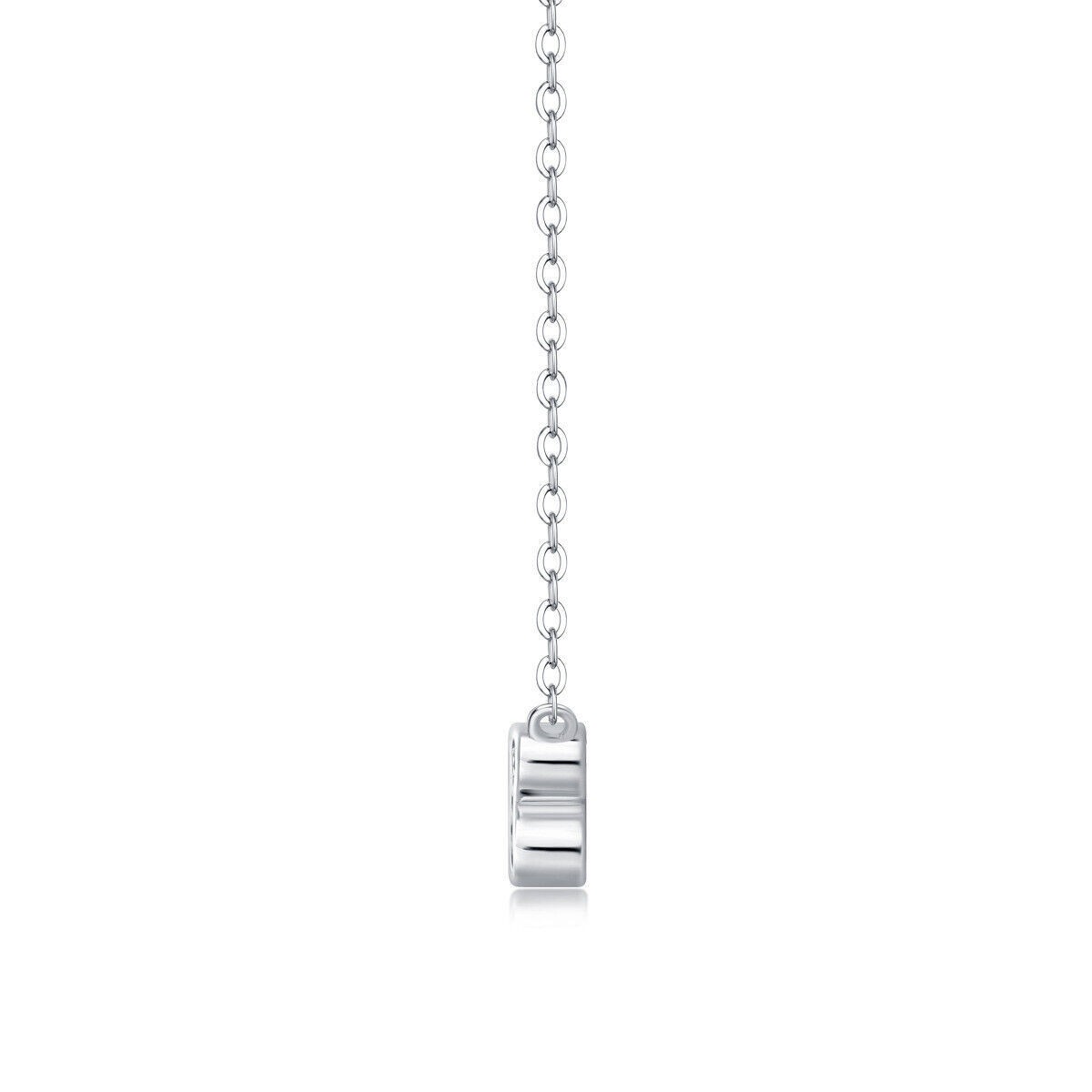 0.43CT VVS1 Round Cut Moissanite Bezel Set Pendant Necklace 925 Sterling Silver