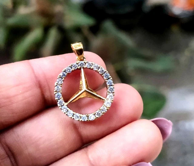 1Ct Round Cut Real Moissanite Custom charm Pendant 14K Yellow Gold Plated Silver