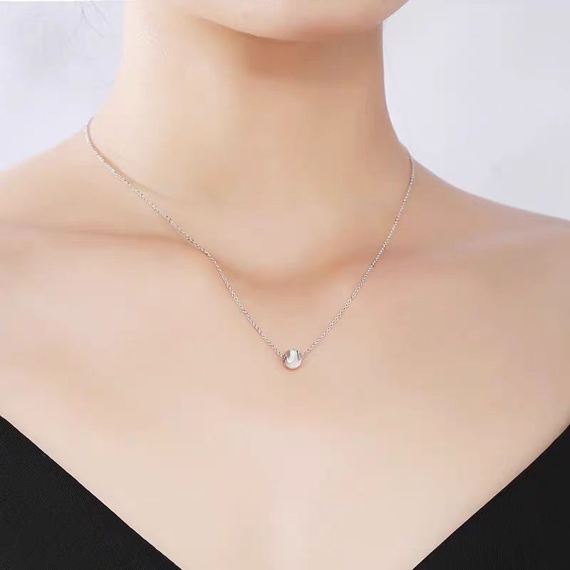 Pure PT950 Platinum 950 Lucky 5mm Laser Ball Bead Link Necklace 3.6-3.8g 16-17in