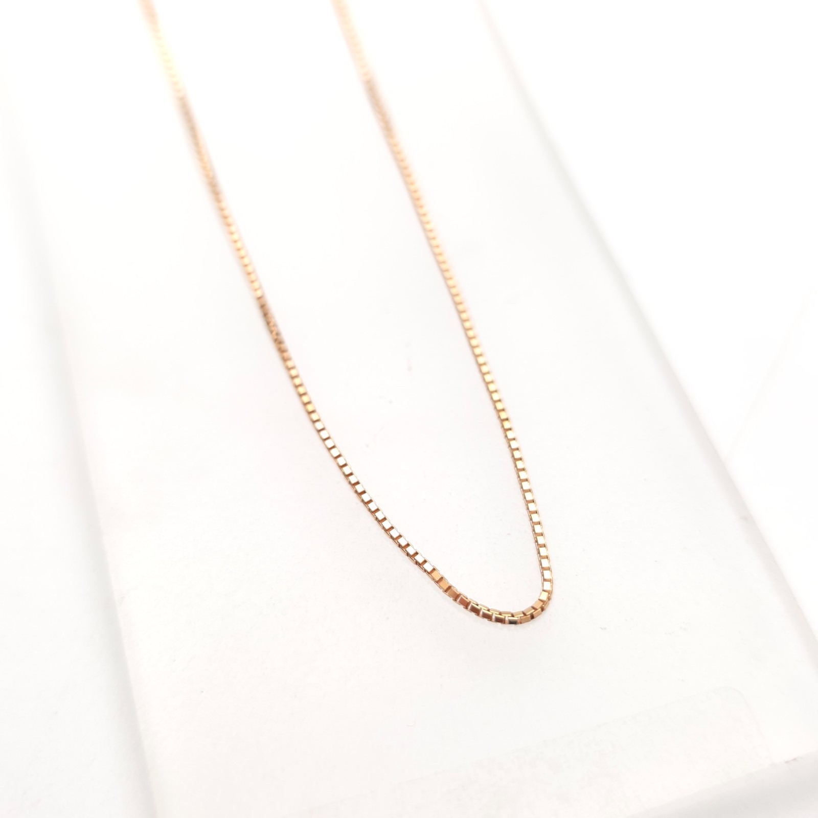 18ct Rose Gold Venetian Box Chain Necklace 16 Inch / 40cm