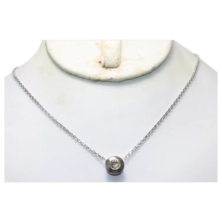 14KT White Gold Bezel Set .25 CT Diamond Necklace