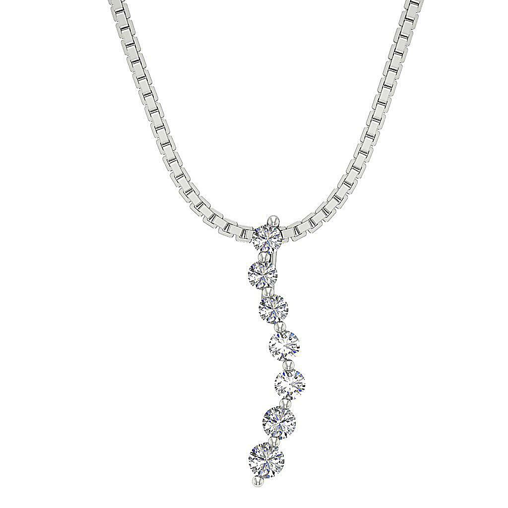 Journey Pendant Necklace I1 G 0.50Ct Genuine Diamond White Gold Prong Set 1 Inch