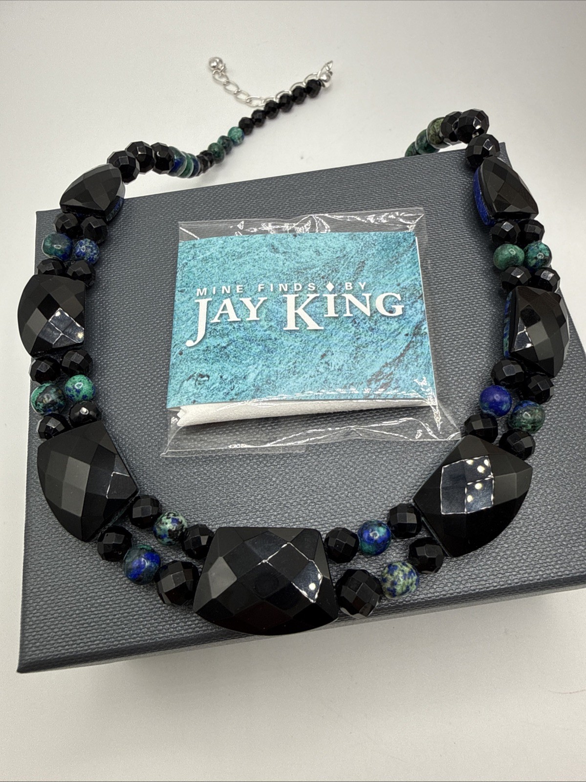 Jay King Reversible Natural Milpilla Azurite & Midnight Chalcedony 925 Necklace