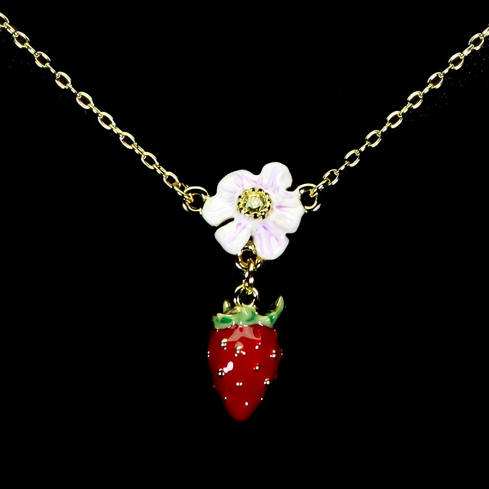 925 Sterling Silver Necklace Round Simulated Cz Gemstone Enamel Flower 17inches