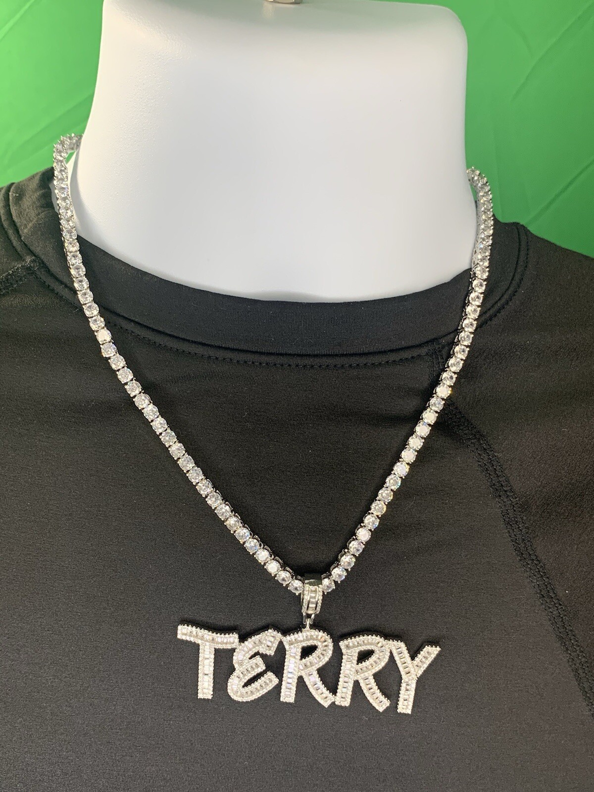 TERRY NAME Fashion Necklace Pendent Sterling Silver female Personalized 18”