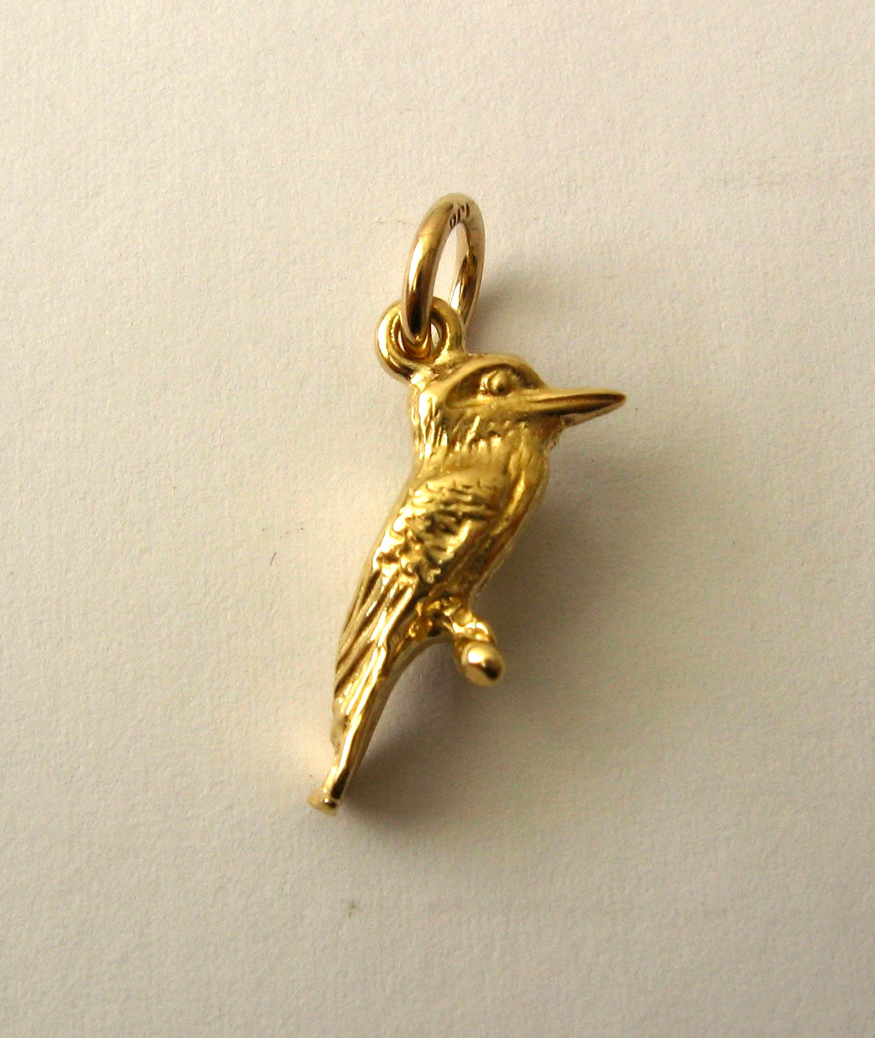 GENUINE SOLID 9K 9ct Yellow GOLD 3D KOOKABURRA ANIMAL BIRD Charm/PENDANT GIFT