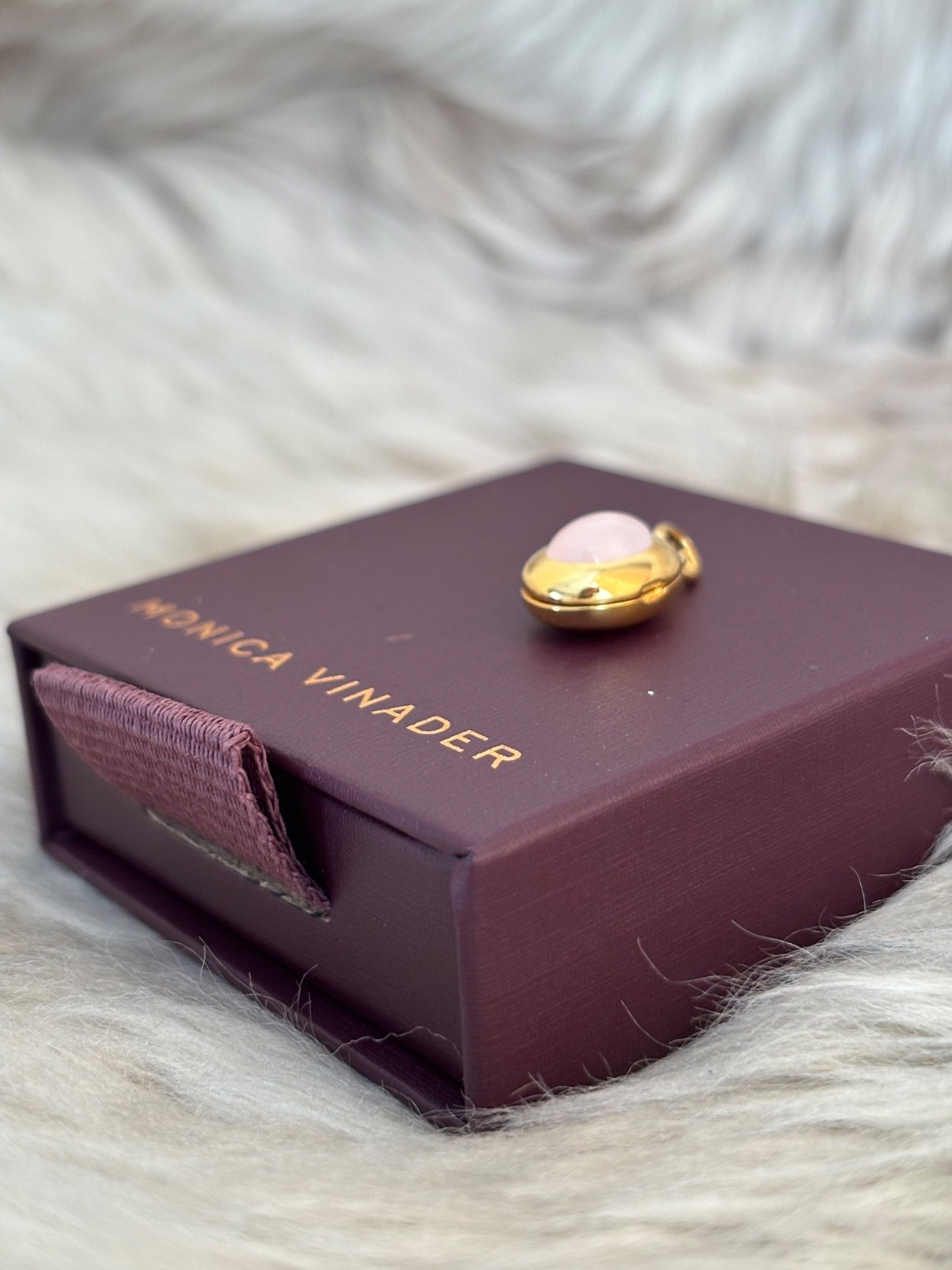 MONICA VINADER 💎 Locket 18k Gold & Rose Quartz RRP £99 Pendant