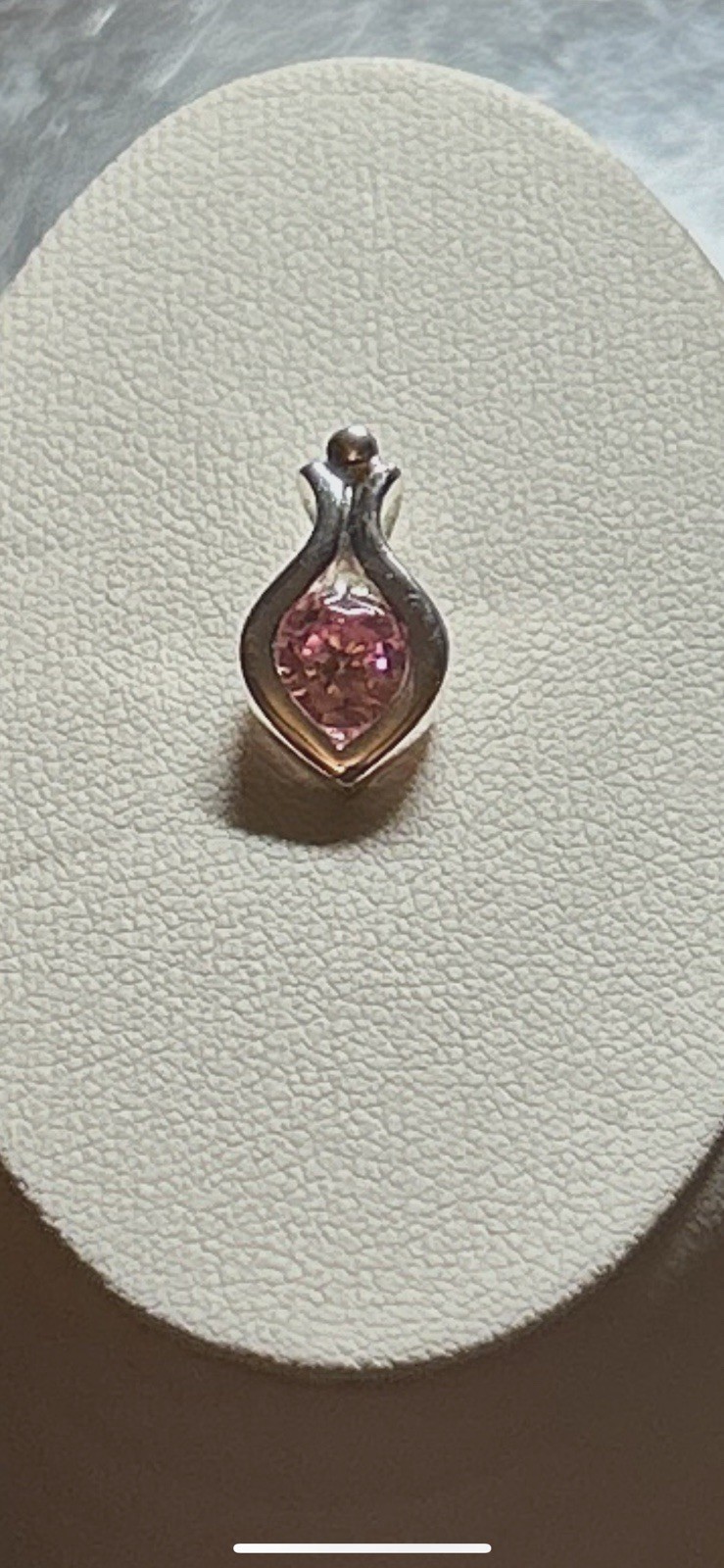 Sterling Silver Pendant Pink Clear Stone Marked 925 Sparkling