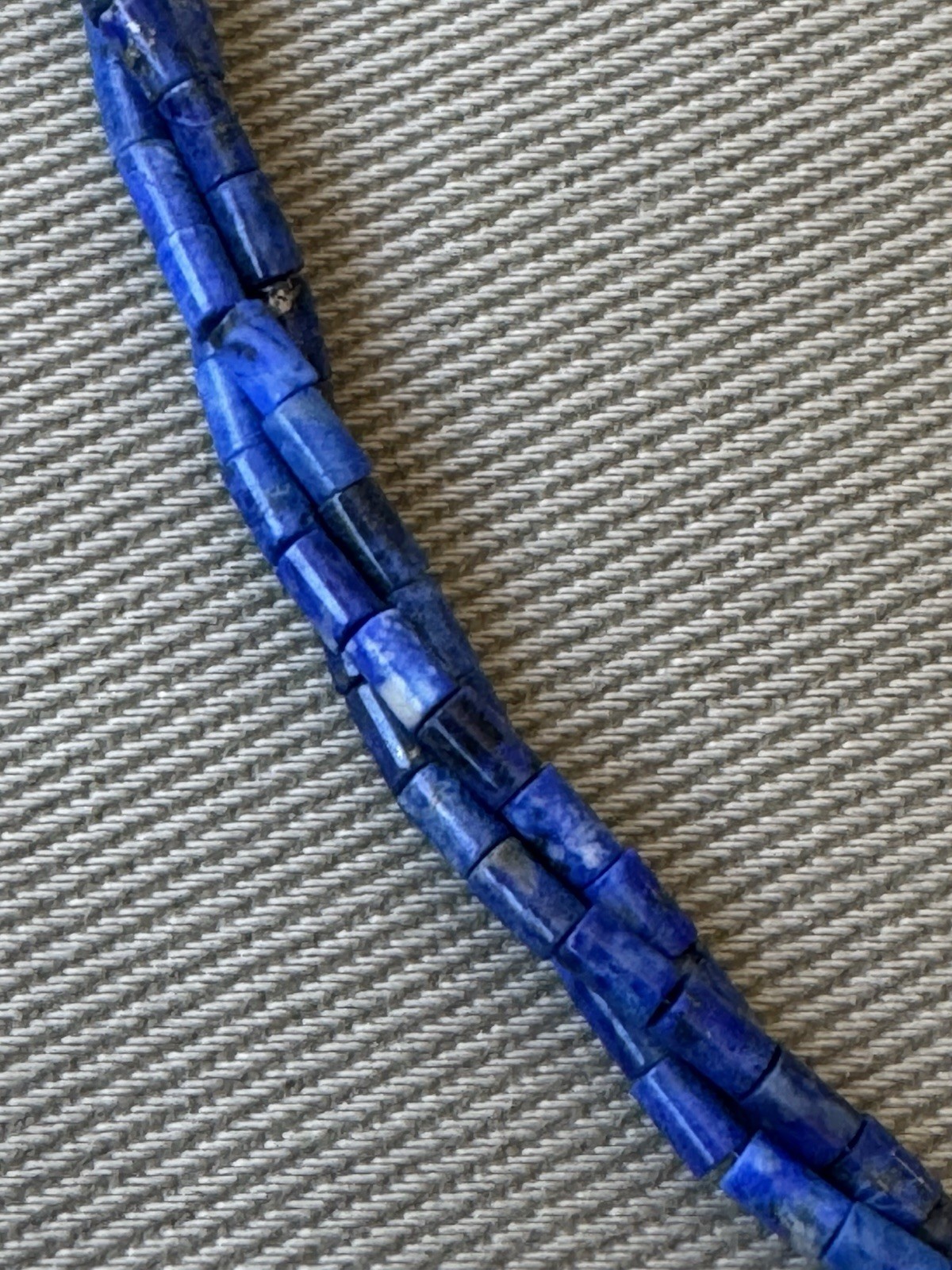 Vintage Lapis Lazuli Bead and Sterling Silver Adjustable Clasp 19.5” Necklace