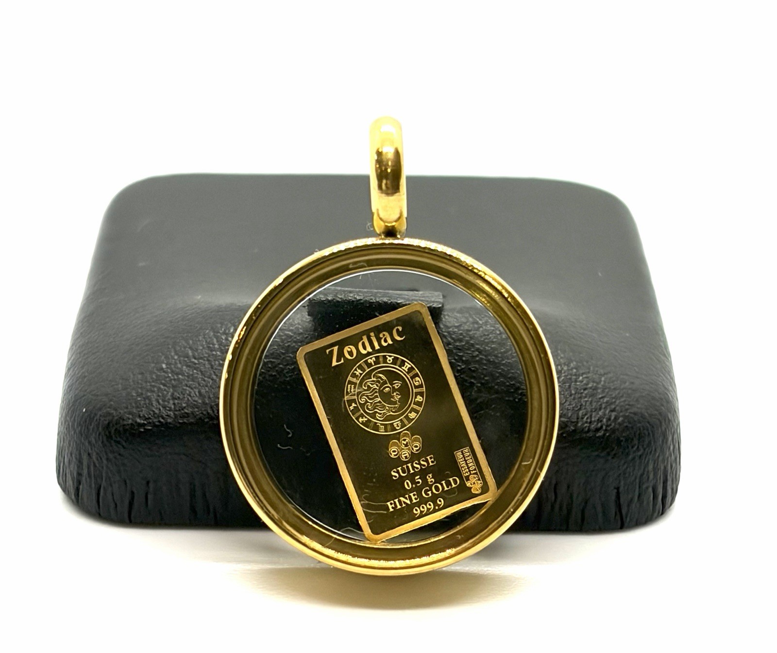 PAMP 24K Gold Leo Zodiac Ingot Pendant Necklace Chain 925 Silver Clear Case K24⁠