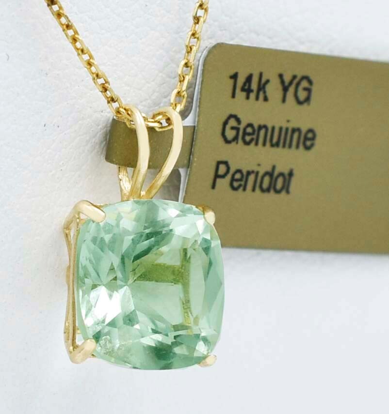 GENUINE 4.37 Cts PERIDOT PENDANT 14K SOLID YELLOW GOLD – Free Appraisal – NWT