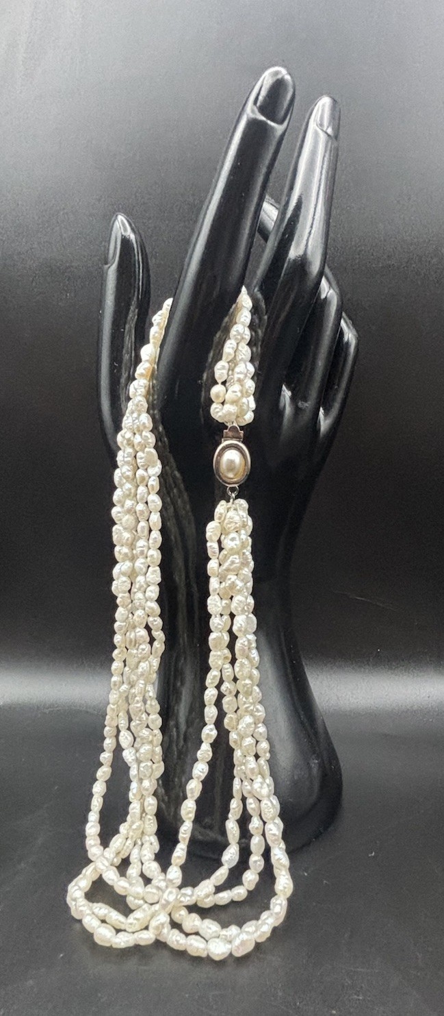 Elegant Vintage Cultured Freshwater Pearl 5 Strand Necklace