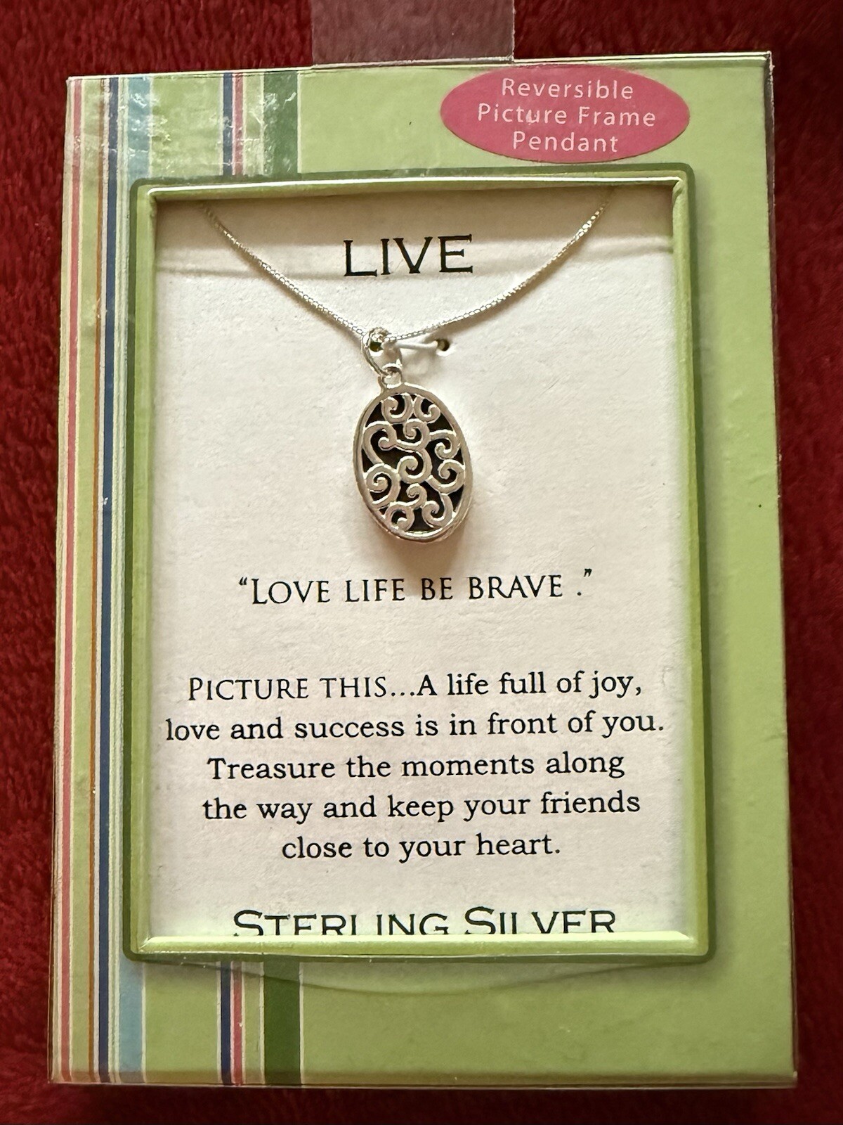 LA Rocks Sterling Silver Friendship Necklace Reversible Picture Frame Pendant