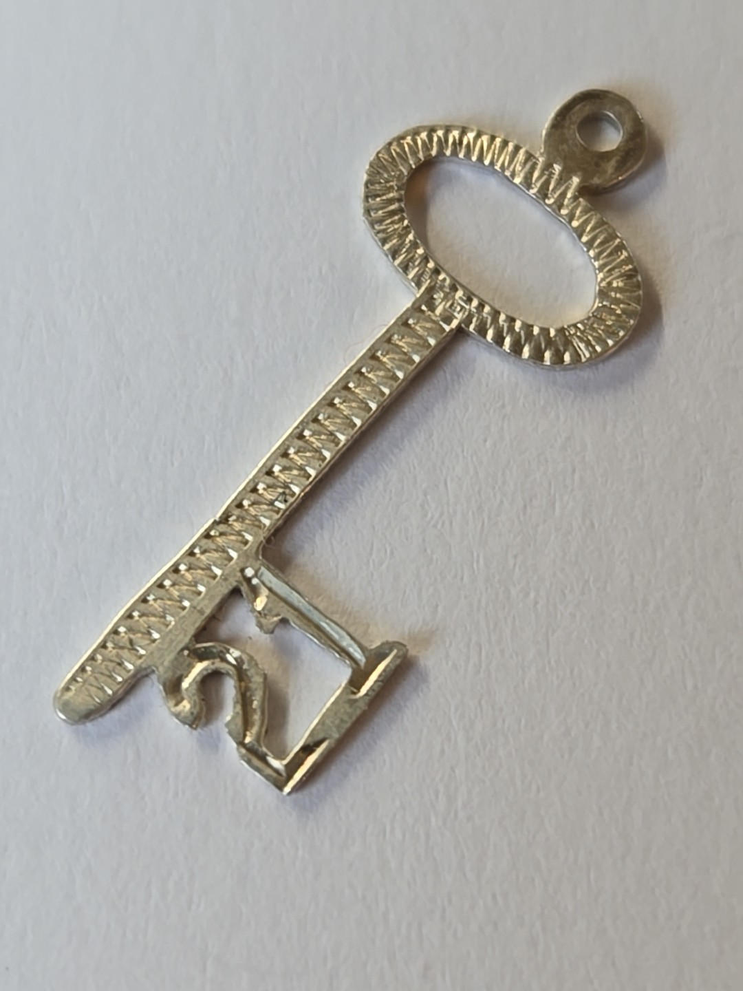 Sterling Silver ~ Key Charm ~ #21 ~ FLAT~ BIRTHDAY ~ ANNIVERSARY ~ VINTAGE!