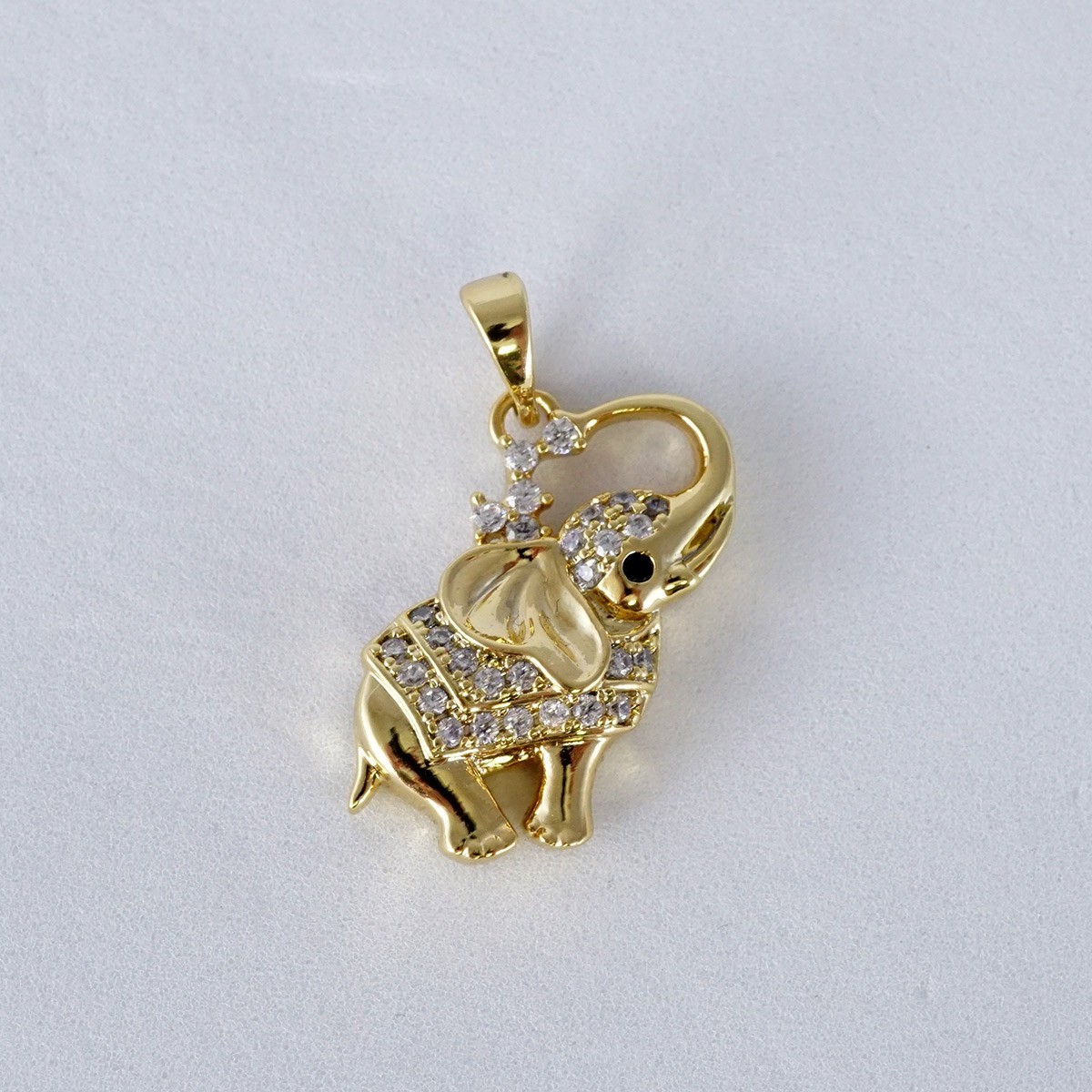 1Ct Round Cut Lab Created Diamond Charm Elephant Pendant 14K Yellow Gold Plated
