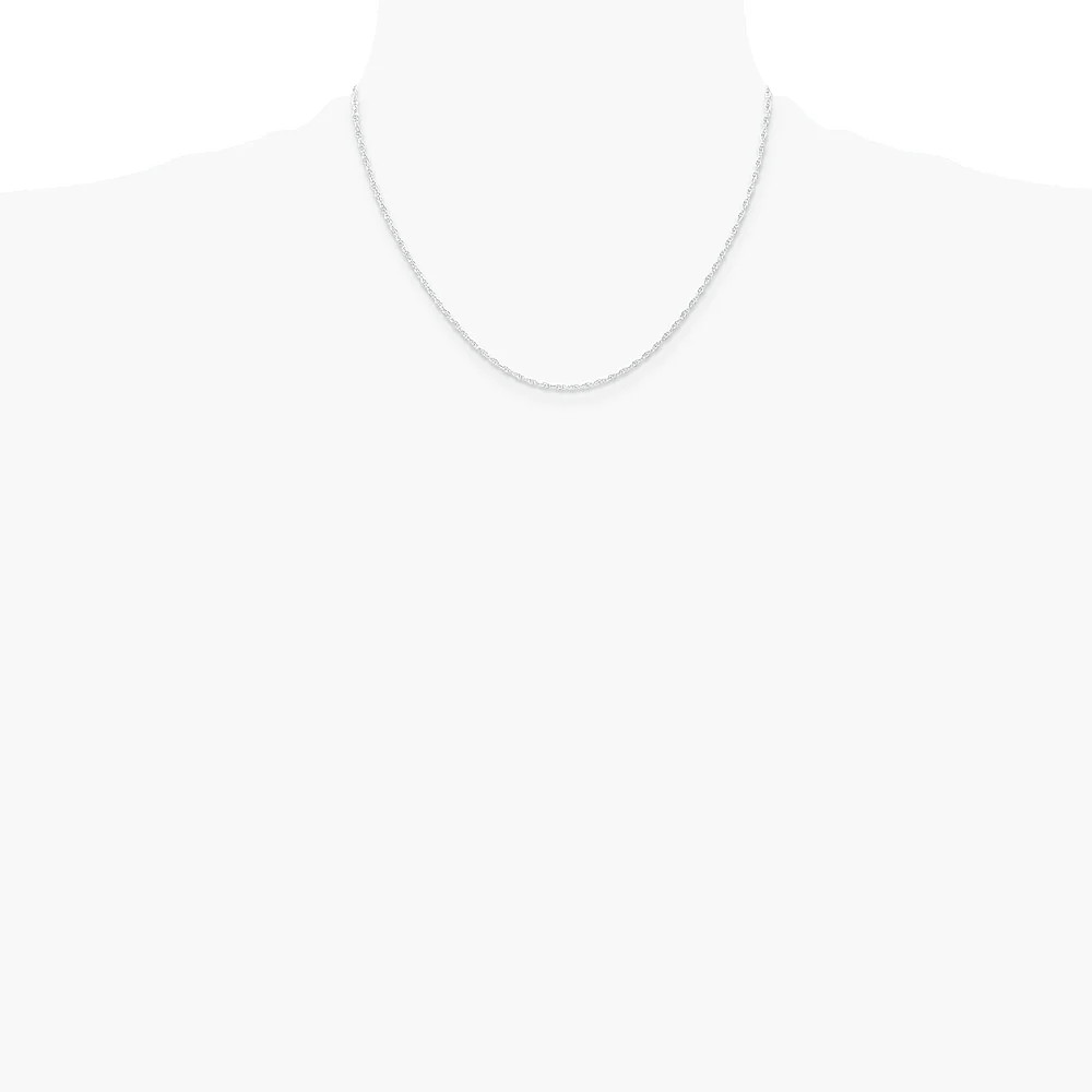 10K White Gold 1.15mm Carded Cable Rope Chain Necklace 16″-24″