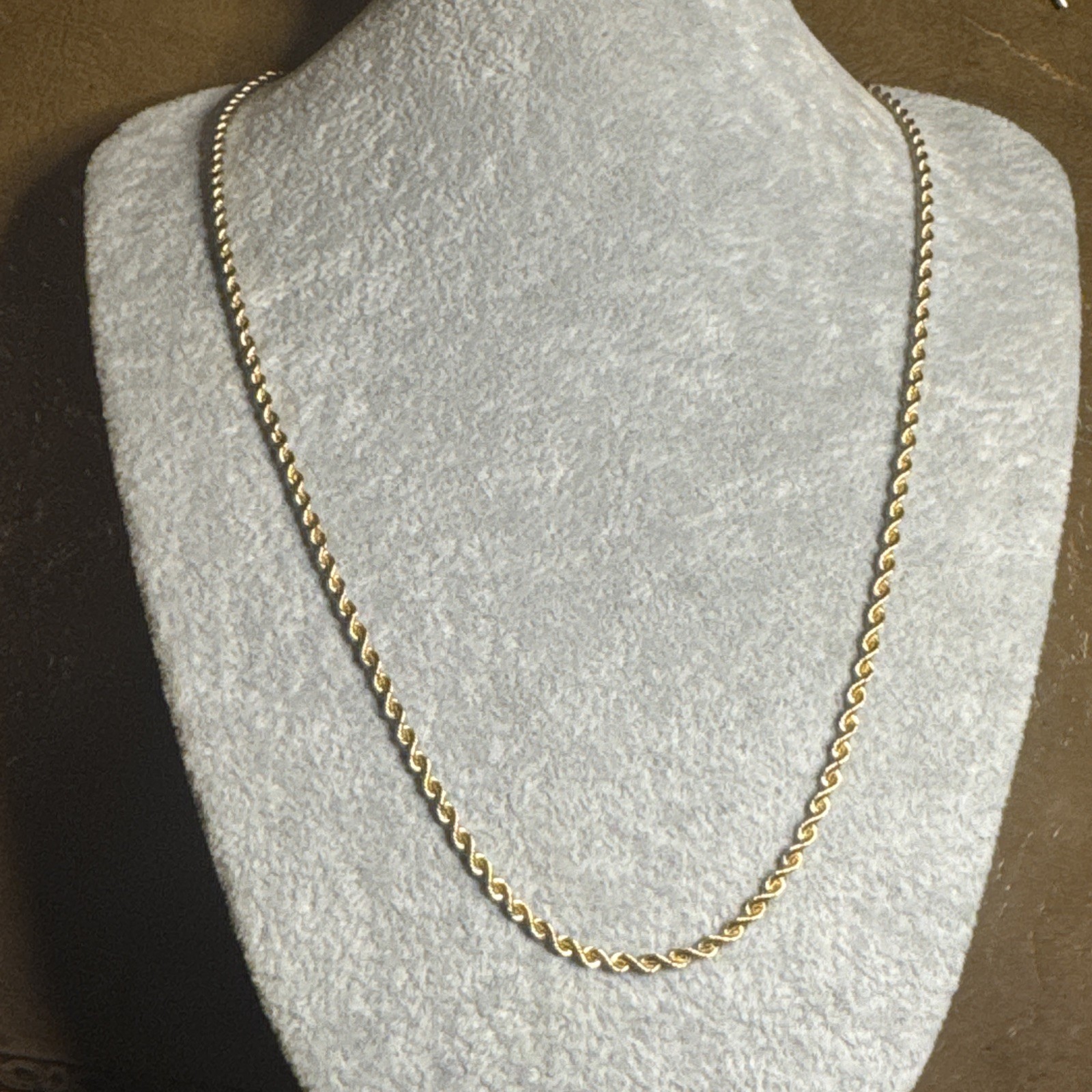 Genune Silk Rope 14K Solid 18” 7.5g Gold Chain Diamond Chip Closure Vtg RARE!