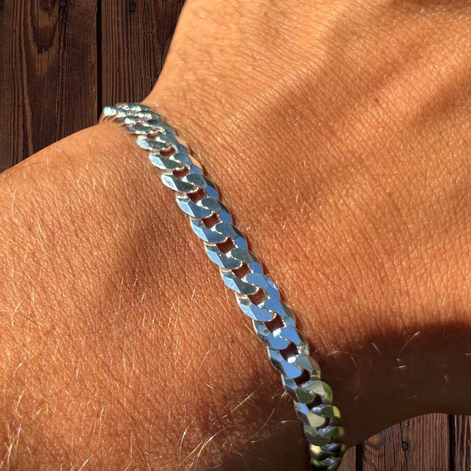 6mm Flat Curb Bracelet – Real Solid 925 Sterling Silver Or 14k Gold/Rose Vermeil
