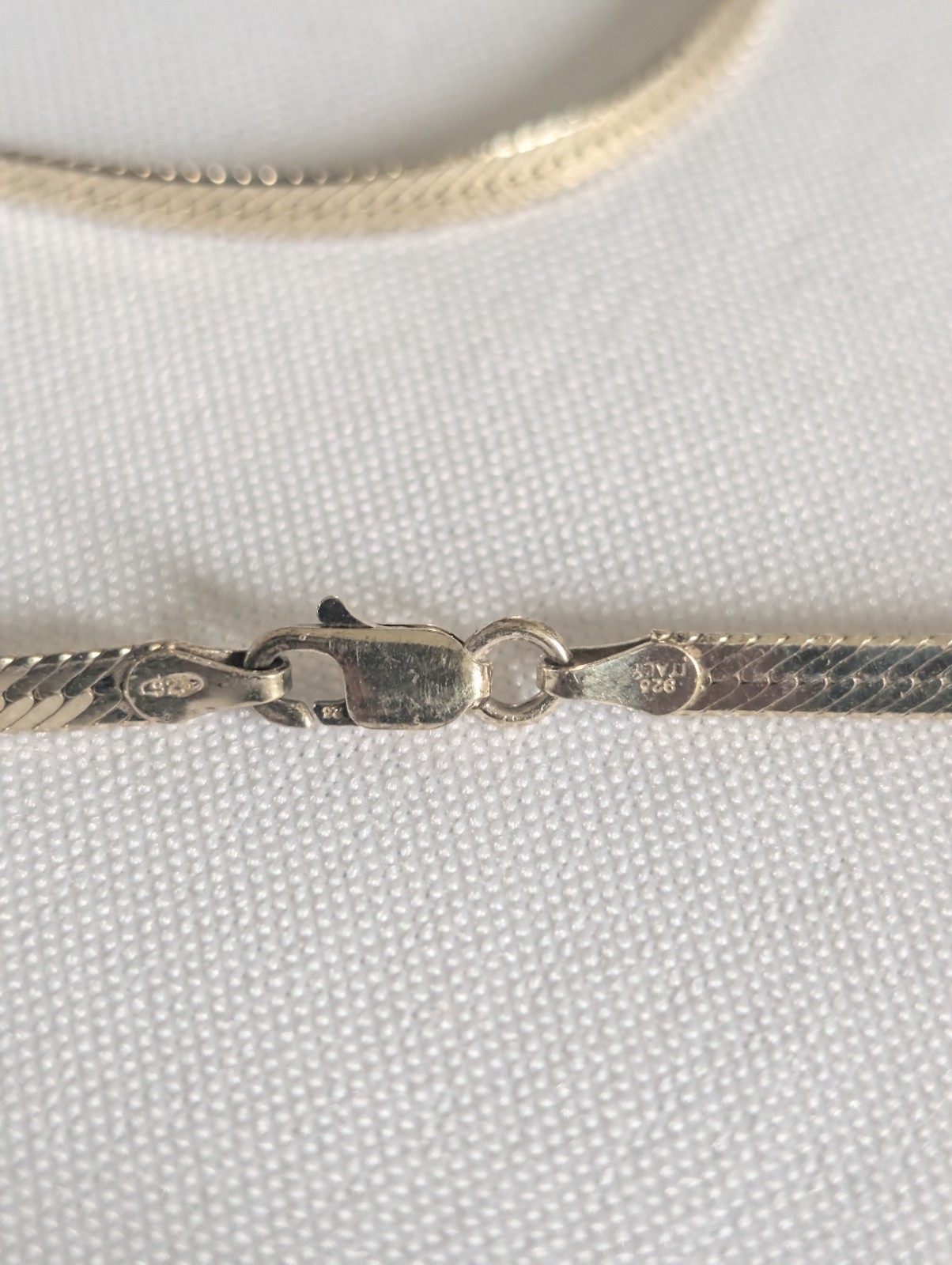 Gold Tone Sterling Silver Herringbone Chain Necklace 3mm 16″