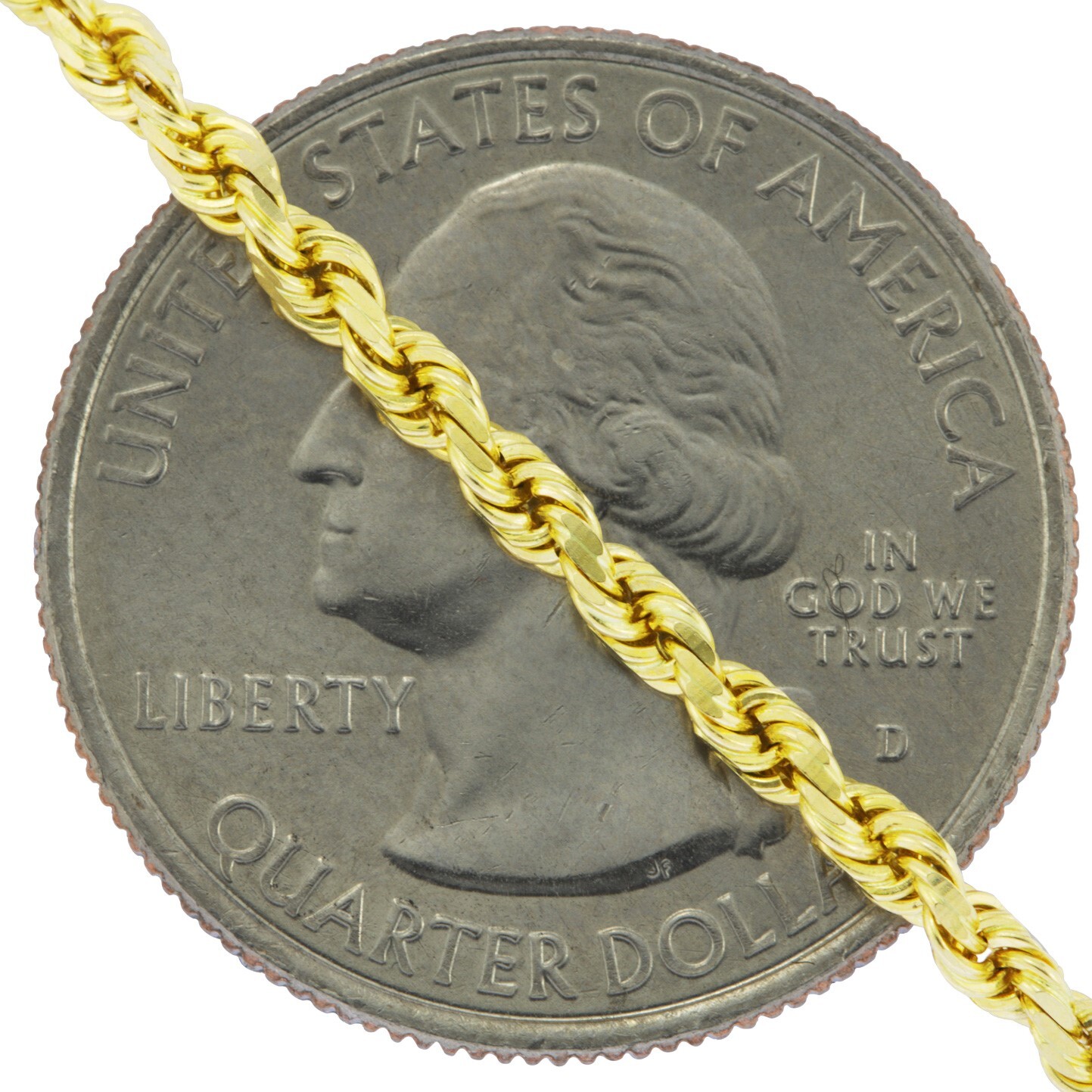 10K Yellow Gold 3mm Solid Mens Diamond Cut Italian Rope Chain Necklace 18″- 30″